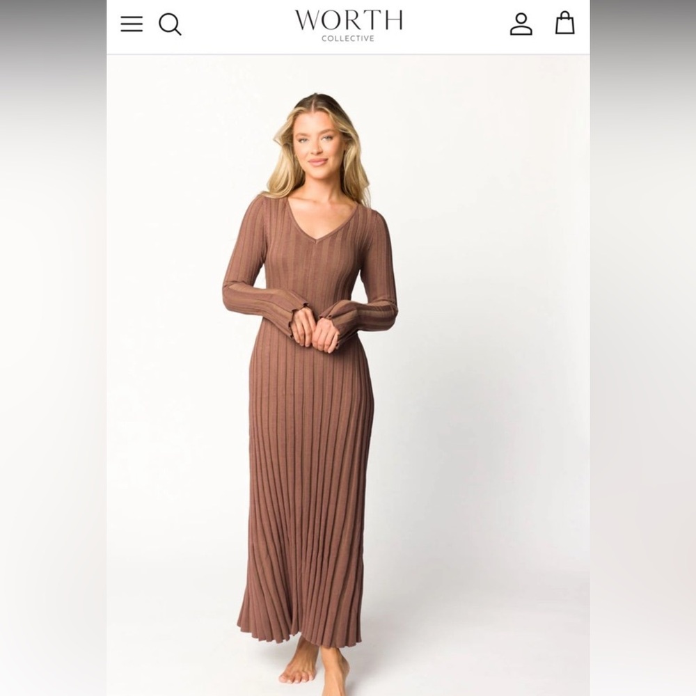 NWT Worth Collective Hadley Long Sleeve V-Neck Knit Maxi Size M
